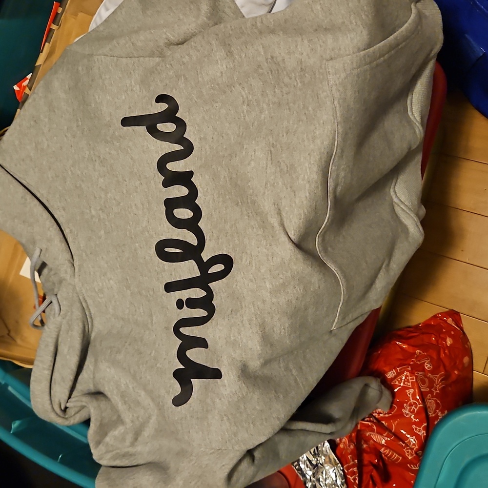 Mifland grey streetwear script logo text solid hoodie